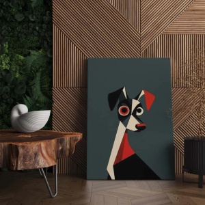 Tablou decorativ model caine canvas, 70x100 cm, panza/lemn, multicolor - Verificat A · Re-Bloom - Img 3