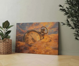 Tablou decorativ model ceas canvas 70x100 cm, panza/lemn, auriu/gri - Verificat A · Re-Bloom - Img 3