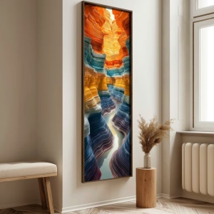 Tablou decorativ Re-Bloom, lemn masiv/MDF, multicolor, 40 x 120 cm - Img 5