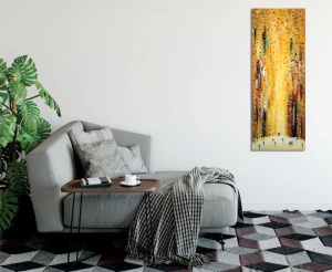 Tablou decorativ Re-Bloom, model abstract, lemn/panza, multicolor, 30 x 80 cm - Img 2
