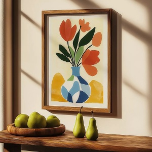 Tablou decorativ Re-Bloom, model floral, MDF/lemn masiv, multicolor, 35 x 47 x 2 cm - Img 3