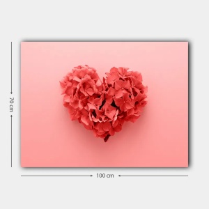 Tablou decorativ Re-Bloom, model inima, panza/lemn, roz/rosu, 70 x 100 cm - Img 2