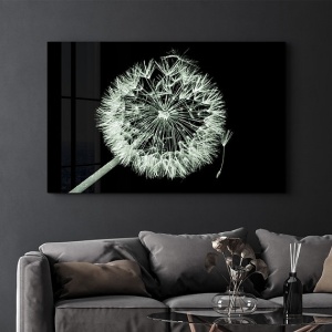 Tablou decorativ Re-Bloom, model papadie, sticla securizata, negru/alb, 46 x 72 cm - Img 5