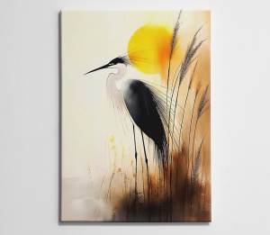 Tablou decorativ Re-Bloom, model pasare, panza/lemn, multicolor, 50 x 70 cm, Resigilat, Grad B - Img 2