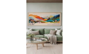 Tablou decorativ Re-Bloom, model peisaj, MDF/lemn masiv, multicolor, 50 x 120 cm - Img 2