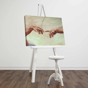 Tablou decorativ Re-Bloom, panza/lemn, bej, 45 x 70 cm - Img 4
