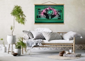 Tablou decorativ Re-Bloom, panza/lemn, multicolor, 50 x 70 cm - Img 2