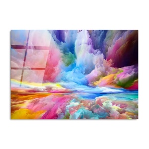 Tablou decorativ Re-Bloom, sticla temperata, multicolor, 70 x 100 cm