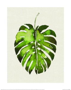Tablou Pergo Classics, model frunza tropicala, panza, bej/verde, 40 x 50 cm