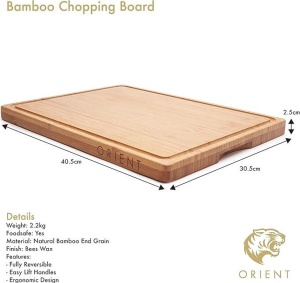 Tocator din bambus natural, stil oriental, canelura suc, dublu, 40.5x30.5cm - Verificat A · Re-Bloom - Img 2
