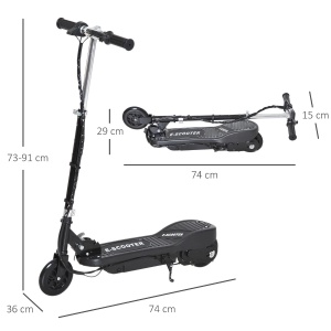 Trotineta electrica copii Re-Bloom, otel/PP/PU, 74x36x73-91 cm, pliabila 74x15x29 cm, 120W 2x12V 4.5Ah, 12 km/h, varsta 7-14 ani, 50 kg, negru - Verificat A · Re-Bloom - Img 2