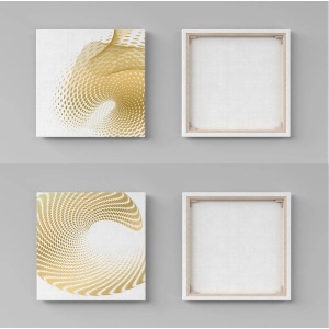Wallxpert set 2 tablouri decorative canvas, 2x50x50 cm, panza 100%, cadru lemn 100%, auriu/alb - Verificat A · Re-Bloom - Img 3
