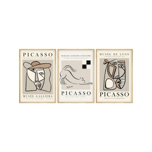 Wallxpert set 3 tablouri decorative cu rama, 3x50x70 cm, MDF 3mm, cadru lemn solid 2 cm, multicolor - Verificat A · Re-Bloom