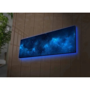 Wallxpert tablou canvas LED, 30x90 cm, panza piele de caprioara 100%, cadru lemn 3cm, iluminare LED spate, baterie 9V, albastru - Verificat A · Re-Bloom - Img 2