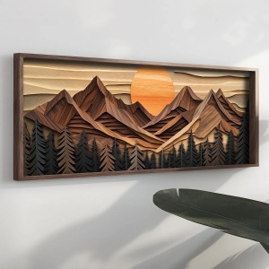 Wallxpert tablou decorativ inramat, 40x120x3.5 cm, MDF 3mm, cadru lemn pin 100%, imprimare UV, format panoramic, multicolor - Verificat A · Re-Bloom - Img 2