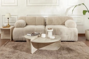 Woody Fashion set 2 masute cafea living, 90x60x30 cm + 85x30x35 cm, PAL 18mm melamina, aspect travertin - Verificat A · Re-Bloom - Img 2
