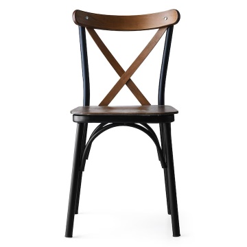 Woody Fashion set 4 scaune dining 42x41x84 cm, cadru metal 100%, sezut si spatar lemn, inaltime sezut 50 cm, 200 kg, maro inchis - Verificat A · Re-Bloom - Img 6