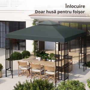 Acoperis de schimb pentru foisor Re-Bloom, poliester, 3x3 m, tesatura margine 18 cm, gri antracit - Verificat A · Re-Bloom - Img 6