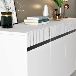 Asi Home Defne comoda living 150x80x40 cm, PAL 18mm, picioare 20cm, sertare, alb/argintiu - Verificat A · Re-Bloom - Img 5