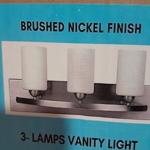 Bara de iluminat interior pentru baie cu abajur modern din sticla mata, Nichel periat, 3 lumini, E26 100W LED, becuri neincluise, Resigilat, Grad A - Img 5