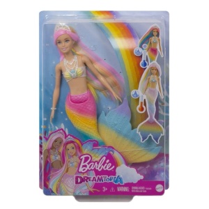 Barbie Dreamtopia sirena Rainbow Magic, schimbare culoare apa calda/rece, coada multicolora, coronita, 32 cm - Verificat A · Re-Bloom - Img 2