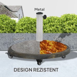Baza umbrela rotunda 20kg, rasina, cu roti si frane, Φ54.5x40.5cm, Bronz - Verificat A · Re-Bloom - Img 5