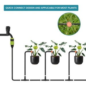 Belle Vous kit irigatie cu picurare 300 piese, furtun 40m, picuratori reglabili 2 moduri, conectori T, ancore, plastic, negru/rosu - Verificat A · Re-Bloom - Img 4