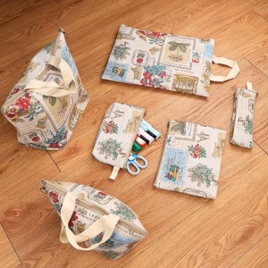 Belle Vous set 6 genti organizare bagaj, bumbac cu fermoar, 6 marimi 21x6cm pana la 34x24.5cm, capacitate 2-12kg, imprimeu, maro - Verificat A · Re-Bloom - Img 2