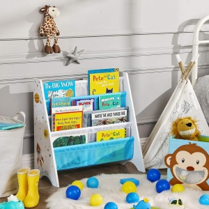 Biblioteca pentru copii Songmics, PAL/textil, multicolor, 62,5 x 28 x 60 cm, Resigilat, Grad A - Img 5