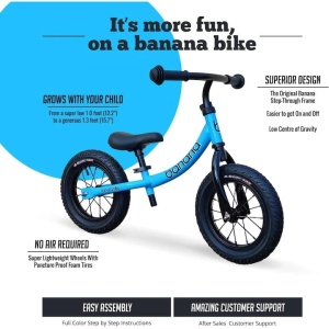 Bicicleta fara pedale Balance Bike, banana bike, 12 inch, varsta 2-5 ani, cadru din aluminiu, albastru, Resigilat, Grad A - Img 4