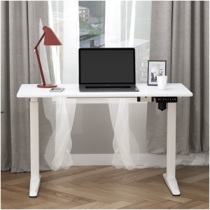 Birou cu inaltime reglabila Kring Vold, cu reglare electrica, 120x60x73-118 cm, culoare alb,blat mdf, Resigilat, Grad B