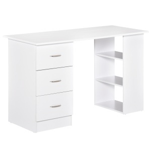 Birou modern cu 3 sertare si rafturi, placi aglomerate, 120x49x72 cm, raft 36.5x24cm + sertar 27.5x33.5x12cm, capacitate 20kg, alb - Verificat A · Re-Bloom