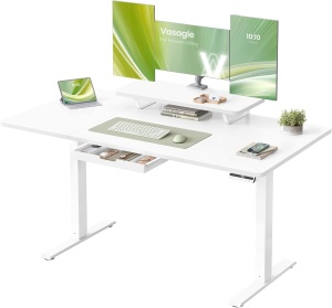 Birou reglabil electric Vasagle, cu suport pentru monitor, metal/lemn, alb, 140 x 70 x 72-120 cm, Resigilat, Grad A