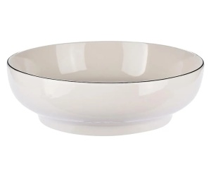 Bol ceramic universal 23x7.1 cm, rezistent la cuptor cu microunde si masina de spalat vase, forma rotunda, bej - Verificat A · Re-Bloom