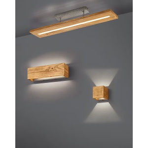 Brad II aplica perete LED 37x11x11 cm, 1800lm 3000K 30000h, cadru aluminiu mat, lemn uleiat, dimabila, argintiu/maro - Verificat A · Re-Bloom - Img 2