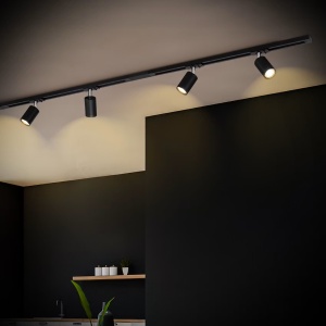Brilo spotlight 4 lumini GU10, 161 cm, aluminiu vopsit electrostatic, dimabil, IP20, negru - Verificat A · Re-Bloom - Img 4