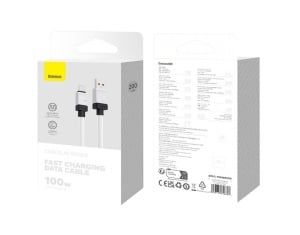 Cablu Baseus Coolplay, USB-C la USB-C, 100W, 2m, Alb, Resigilat, Grad A - Img 2