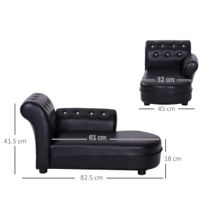 Canapea tapitata pentru caine Re-Bloom, lemn masiv/PVC, negru, 82,5 × 45 × 41,5 cm, Resigilat, Grad A - Img 3