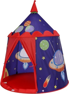 Castel de joaca pentru copii Songmics, metal/poliester, multicolor, 101 x 101 x 120 cm, Resigilat, Grad A