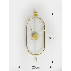 Ceas decorativ de perete Re-Bloom, metal, auriu, 28 x 80 x 7 cm - Img 4