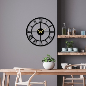 Ceas decorativ de perete Re-Bloom, metal, negru/auriu, 49 x 49 cm - Img 5