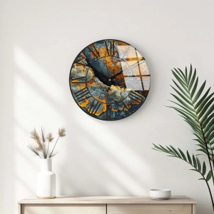Ceas decorativ de perete Re-Bloom, sticla, multicolor, 40 cm - Img 2