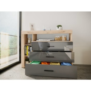 Comoda Irim Maraton 120x43x85.9 cm, MDF Stejar/Gri Cobalt, Resigilat, Grad A - Img 4