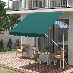 Copertina cu manivela Re-Bloom, cadru telescopic si unghi reglabil, aluminiu/metal/poliester, verde/alb, 200 x 150 cm, Resigilat, Grad A - Img 4