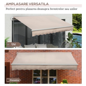 Copertina extensibila de exterior Re-Bloom, poliester 280g/m²/aluminiu/metal, 295x200 cm, deschidere manivela diametru 13x1480mm, bej - Verificat A · Re-Bloom - Img 5