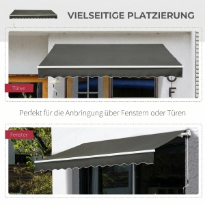 Copertina retractabila de exterior Re-Bloom, aluminiu/metal/poliester, 350x250 cm, deschidere manuala cu manivela, gri - Verificat A · Re-Bloom - Img 5