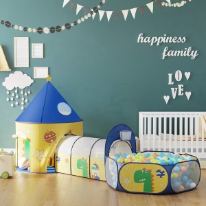 Cort de joaca pentru copii Songmics, 3 in 1, metal/poliester, multicolor, Resigilat, Grad A - Img 5