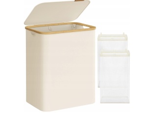 Cos de rufe Songmics, textil, bej, 38,5 x 70,5 x 52 cm, 130 L, Resigilat, Grad A