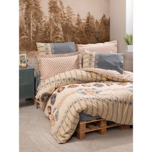 Cotton Box Dakota Grey set lenjerie pat dublu, bumbac ranforce 100%, 4 piese: husa pilota 200x220 cm + cearsaf 240x260 cm + 2x fata perna 50x70 cm, gri - Verificat A · Re-Bloom