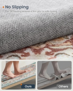 Covor vintage floral, textil, 160x230 cm, stil oriental, antiderapant, turcoaz/bej/roz - Verificat A · Re-Bloom - Img 2